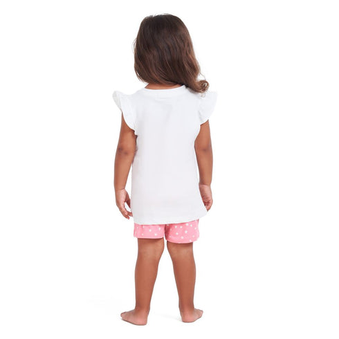 Girls summer pajama set Best friend t-shirt + Pink dotted shorts